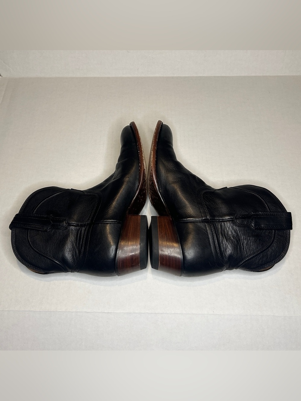 Tecovas Size 8.5B Black Women's Cowboy Ankle Boot with Brown Leather Sole - Picture 6 of 12